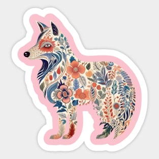 A Cute Flower Fox Scandinavian Art Style Sticker